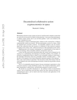 Decentralised collaborative action: cryptoeconomics in space