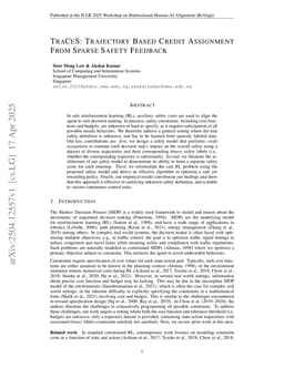 TraCeS: Trajectory Based Credit Assignment From Sparse Safety Feedback