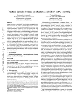 Feature selection based on cluster assumption in PU learning