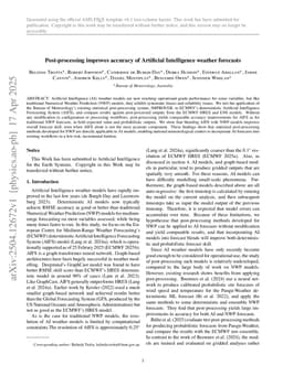 Post-processing improves accuracy of Artificial Intelligence weather forecasts