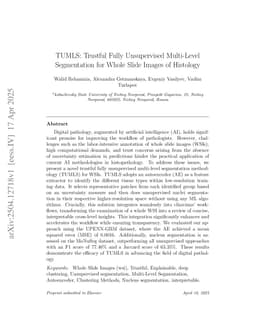 TUMLS: Trustful Fully Unsupervised Multi-Level Segmentation for Whole Slide Images of Histology