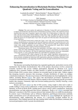 Enhancing Decentralization in Blockchain Decision-Making Through Quadratic Voting and Its Generalization