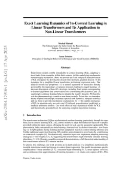 Exact Learning Dynamics of In-Context Learning in Linear Transformers and Its Application to Non-Linear Transformers
