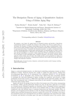 The Dissipation Theory of Aging: A Quantitative Analysis Using a Cellular Aging Map
