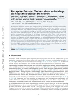 Perception Encoder: The best visual embeddings are not at the output of the network