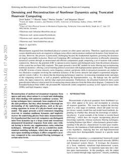 Denoising and Reconstruction of Nonlinear Dynamics using Truncated Reservoir Computing