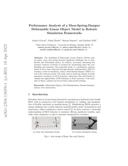 Performance Analysis of a Mass-Spring-Damper Deformable Linear Object Model in Robotic Simulation Frameworks