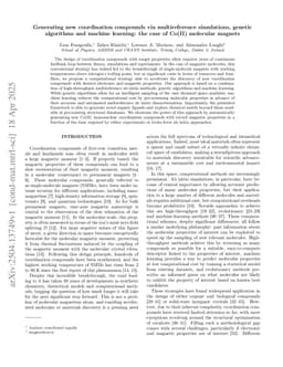 Generating new coordination compounds via multireference simulations, genetic algorithms and machine learning: the case of Co(II) molecular magnets