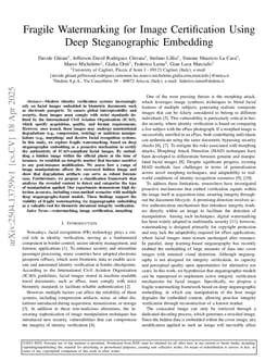 Fragile Watermarking for Image Certification Using Deep Steganographic Embedding