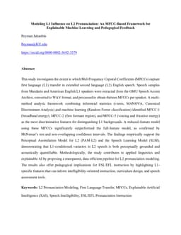 Modeling L1 Influence on L2 Pronunciation: An MFCC-Based Framework for Explainable Machine Learning and Pedagogical Feedback