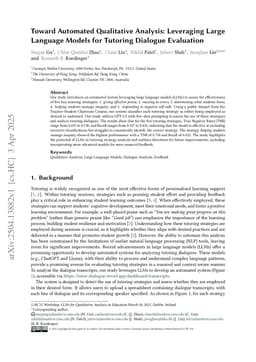 Toward Automated Qualitative Analysis: Leveraging Large Language Models for Tutoring Dialogue Evaluation