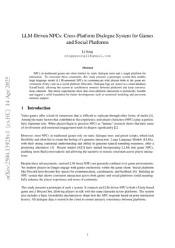 LLM-Driven NPCs: Cross-Platform Dialogue System for Games and Social Platforms