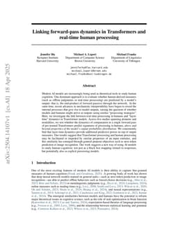 Linking forward-pass dynamics in Transformers and real-time human processing