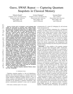 Guess, SWAP, Repeat : Capturing Quantum Snapshots in Classical Memory