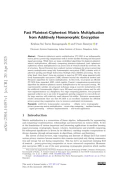 Fast Plaintext-Ciphertext Matrix Multiplication from Additively Homomorphic Encryption