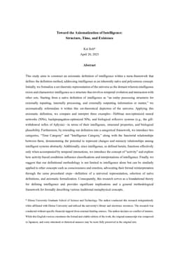 Toward the Axiomatization of Intelligence: Structure, Time, and Existence