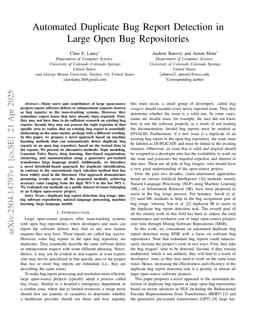 Automated Duplicate Bug Report Detection in Large Open Bug Repositories