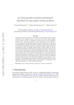 An island-parallel ensemble metaheuristic algorithm for large graph coloring problems