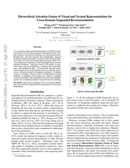 Hierarchical Attention Fusion of Visual and Textual Representations for Cross-Domain Sequential Recommendation