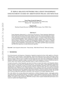 A triple-branch network for latent fingerprint enhancement guided by orientation fields and minutiae