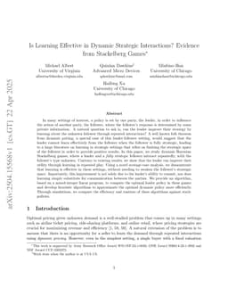 Is Learning Effective in Dynamic Strategic Interactions? Evidence from Stackelberg Games
