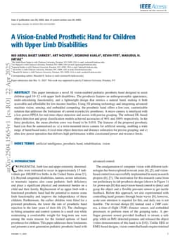 A Vision-Enabled Prosthetic Hand for Children with Upper Limb Disabilities