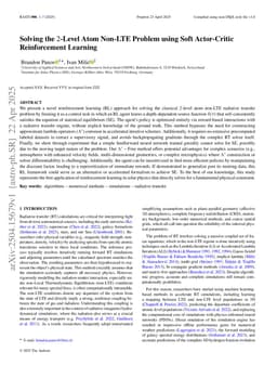 Policy-Based Radiative Transfer: Solving the $2$-Level Atom Non-LTE Problem using Soft Actor-Critic Reinforcement Learning