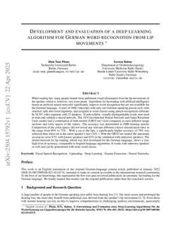 Development and evaluation of a deep learning algorithm for German word recognition from lip movements