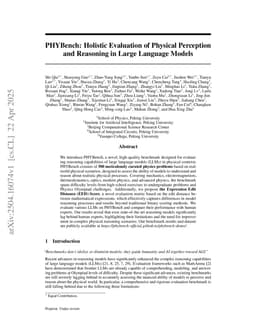 PHYBench: Holistic Evaluation of Physical Perception and Reasoning in Large Language Models