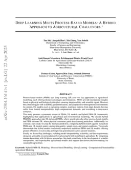 Deep Learning Meets Process-Based Models: A Hybrid Approach to Agricultural Challenges