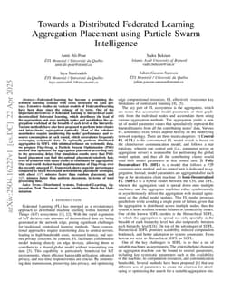 Towards a Distributed Federated Learning Aggregation Placement using Particle Swarm Intelligence