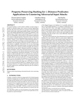 Property-Preserving Hashing for $\ell_1$-Distance Predicates: Applications to Countering Adversarial Input Attacks