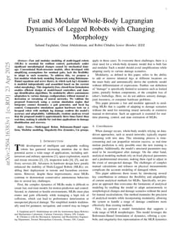 Fast and Modular Whole-Body Lagrangian Dynamics of Legged Robots with Changing Morphology