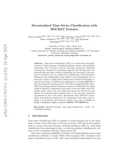 Decentralized Time Series Classification with ROCKET Features
