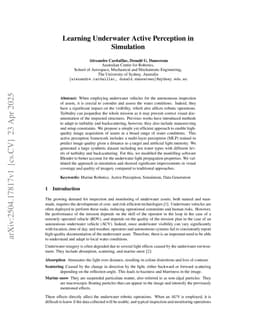 Learning Underwater Active Perception in Simulation