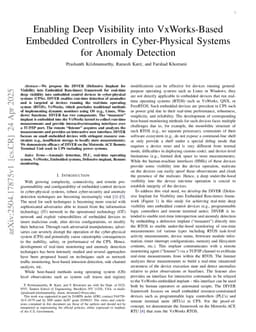 Enabling Deep Visibility into VxWorks-Based Embedded Controllers in Cyber-Physical Systems for Anomaly Detection