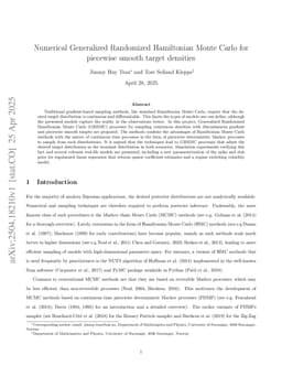 Numerical Generalized Randomized Hamiltonian Monte Carlo for piecewise smooth target densities