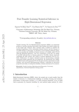 Post-Transfer Learning Statistical Inference in High-Dimensional Regression
