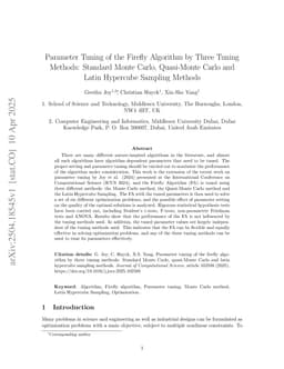 Parameter Tuning of the Firefly Algorithm by Three Tuning Methods: Standard Monte Carlo, Quasi-Monte Carlo and Latin Hypercube Sampling Methods