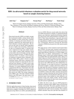 RDI: An adversarial robustness evaluation metric for deep neural networks based on sample clustering features