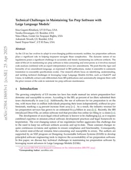 Technical Challenges in Maintaining Tax Prep Software with Large Language Models