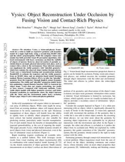 Vysics: Object Reconstruction Under Occlusion by Fusing Vision and Contact-Rich Physics