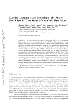 Machine Learning-Based Modeling of the Anode Heel Effect in X-ray Beam Monte Carlo Simulations