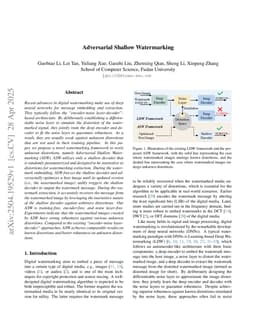 Adversarial Shallow Watermarking