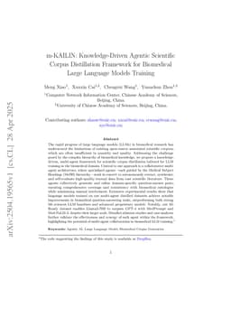m-KAILIN: Knowledge-Driven Agentic Scientific Corpus Distillation Framework for Biomedical Large Language Models Training