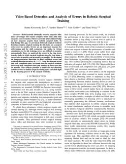 Video-Based Detection and Analysis of Errors in Robotic Surgical Training