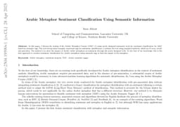 Arabic Metaphor Sentiment Classification Using Semantic Information