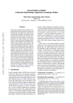 From Evidence to Belief: A Bayesian Epistemology Approach to Language Models
