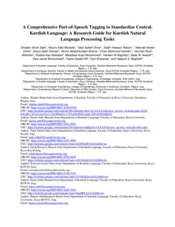 A Comprehensive Part-of-Speech Tagging to Standardize Central-Kurdish Language: A Research Guide for Kurdish Natural Language Processing Tasks