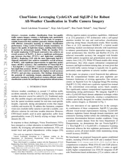 ClearVision: Leveraging CycleGAN and SigLIP-2 for Robust All-Weather Classification in Traffic Camera Imagery